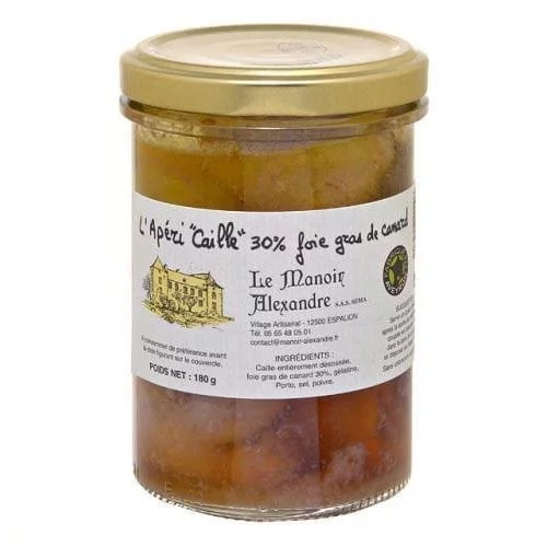L'apéri "Caille" 30% foie gras de Canard 180g - Manoir Alexandre