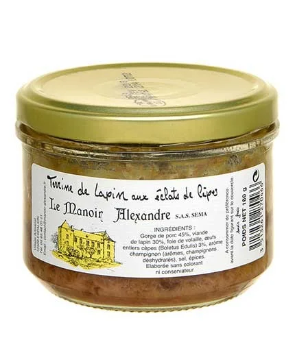 Terrine de Lapin aux éclats de Cèpes 180g - Manoir Alexandre