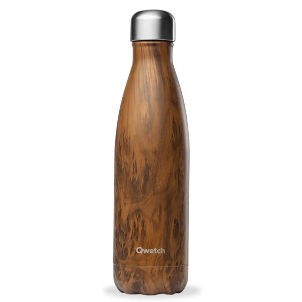 Bouteille isotherme - Bois brun - 500ml - Qwetch