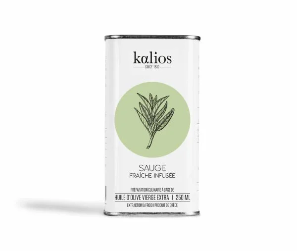 Huile d'olive infusée à la sauge 250ml - Kalios